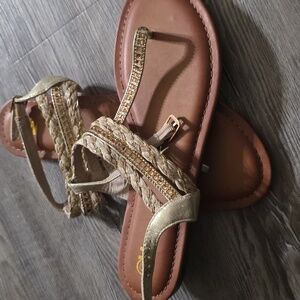 Chic Gold Braided Women's Sandals